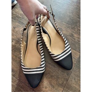 Talbots Striped Black and White Flats